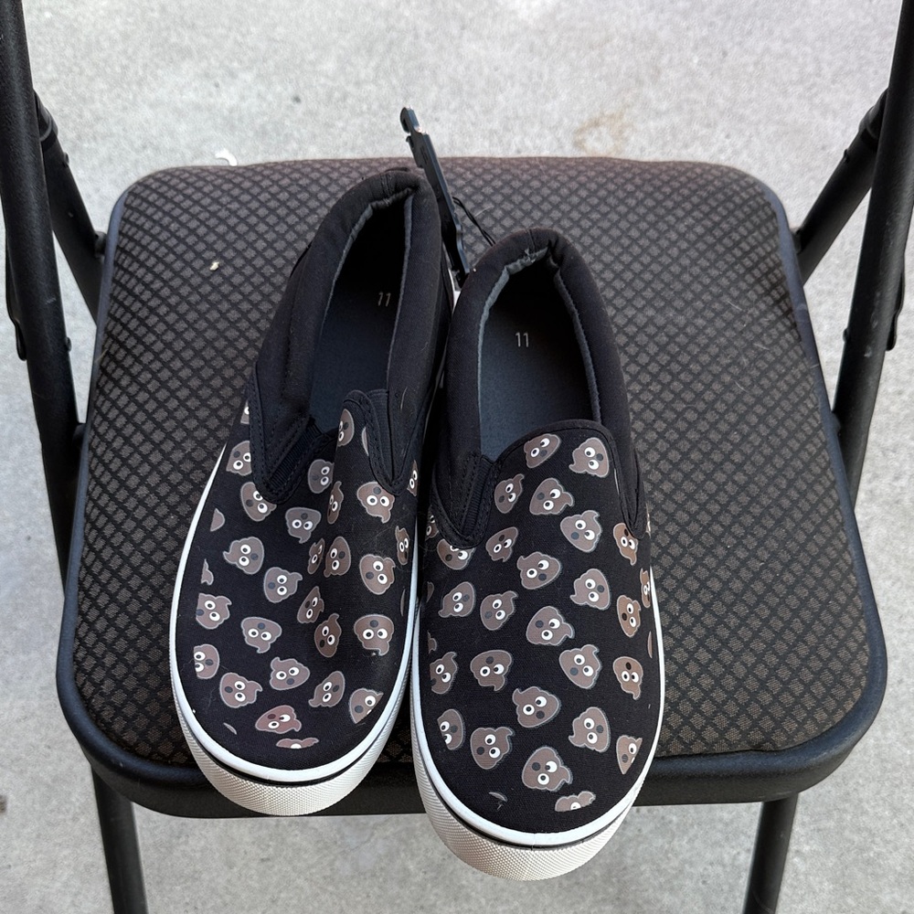 Kids Black and Brown Slip-On Shoes